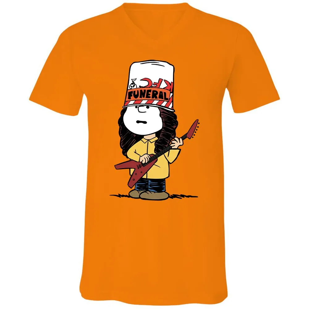 Unisex V-Neck T-Shirt - JKBJ6XKP - Orange - 11