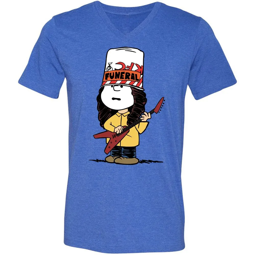 Unisex V-Neck T-Shirt - JKBJ6XKP - Heather True Royal - 14