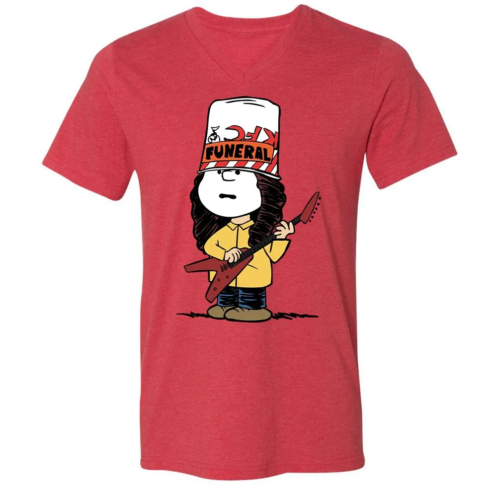 Unisex V-Neck T-Shirt - JKBJ6XKP - Heather Red - 5