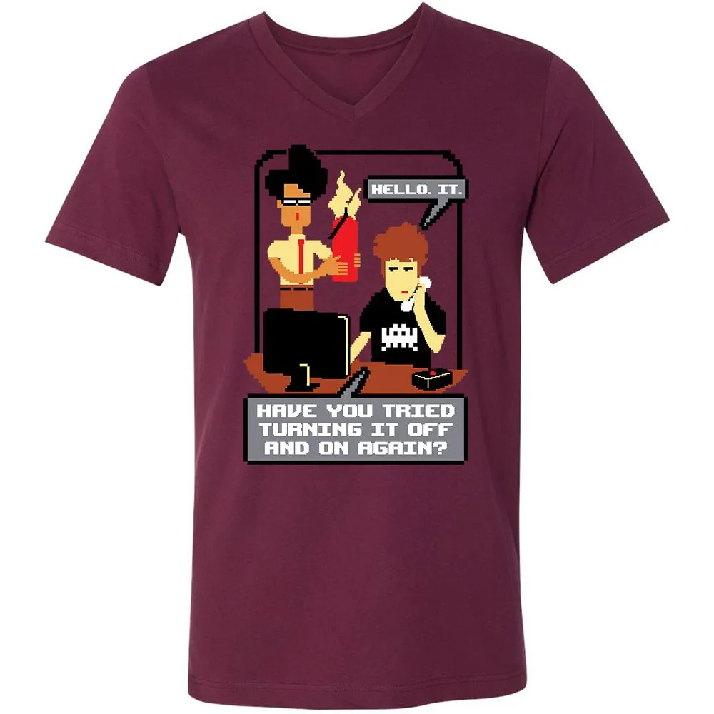 Unisex V-Neck T-Shirt - HNEUZ7PF - Maroon - 6