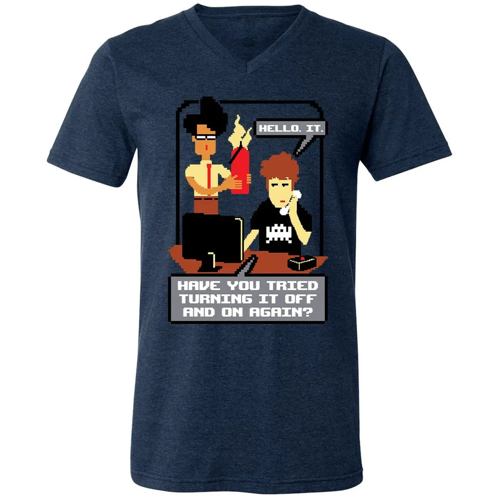 Unisex V-Neck T-Shirt - HNEUZ7PF - Heather Navy - 15