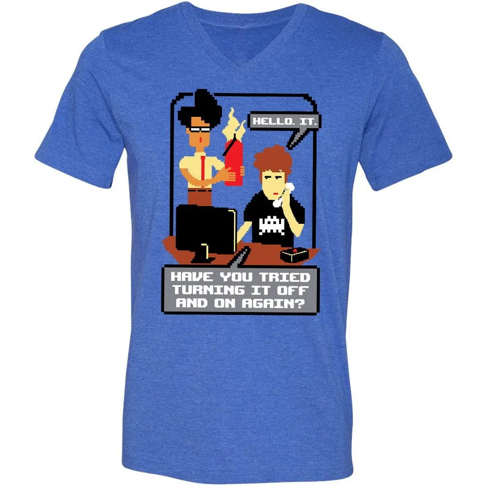 Unisex V-Neck T-Shirt - HNEUZ7PF - Heather True Royal - 14