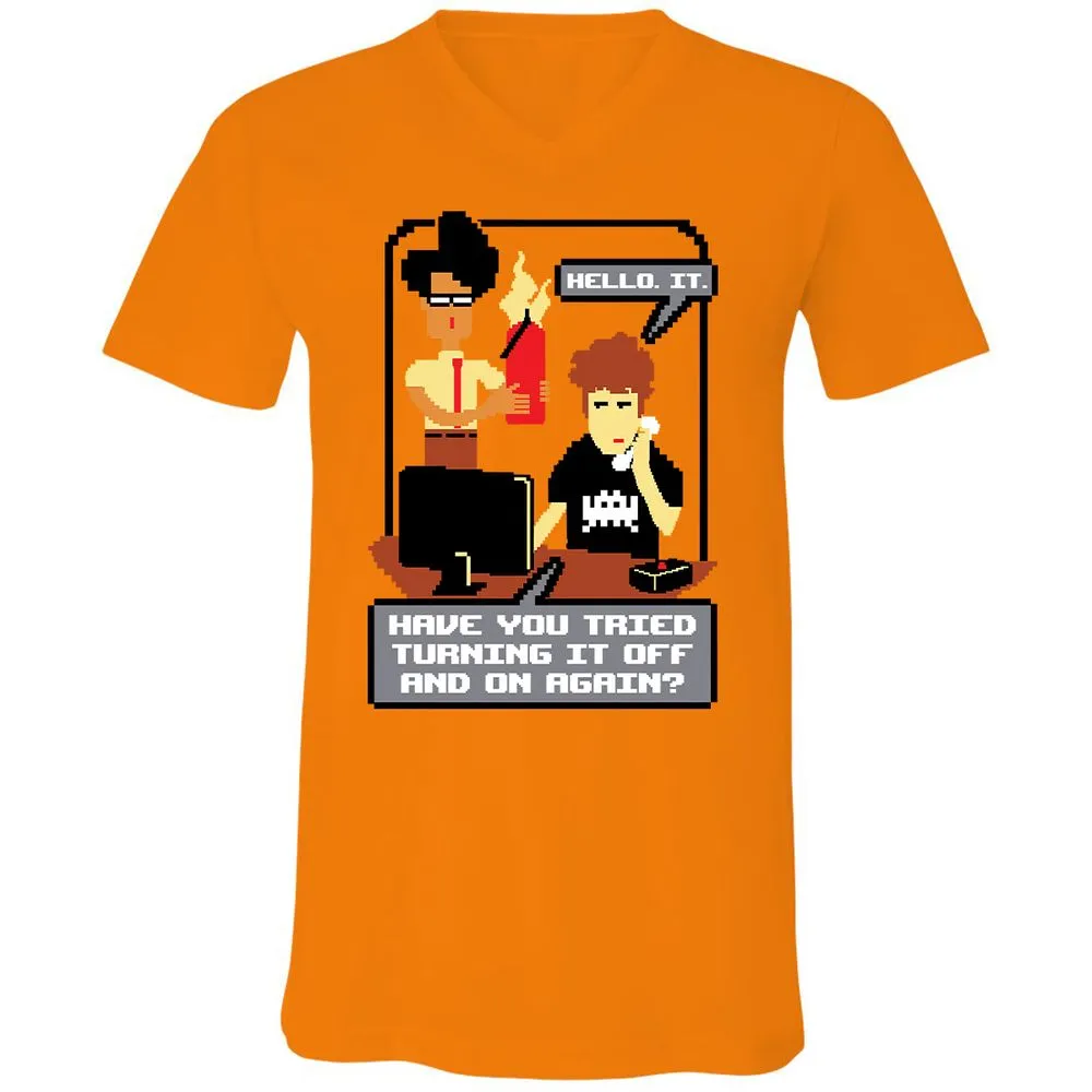 Unisex V-Neck T-Shirt - HNEUZ7PF - Orange - 11