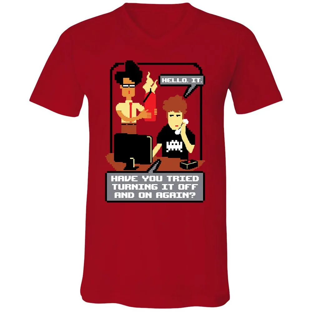Unisex V-Neck T-Shirt - HNEUZ7PF - Red - 3