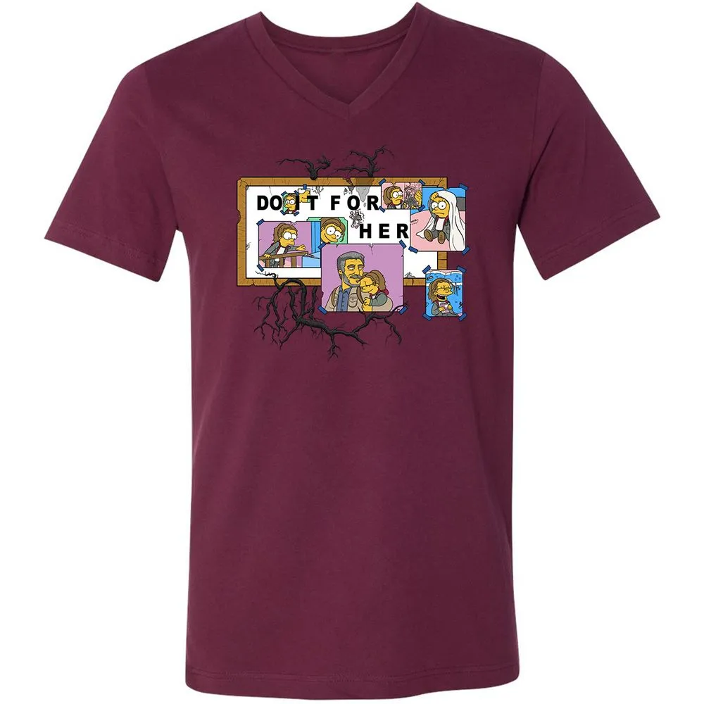 Unisex V-Neck T-Shirt - JQ1NPCKQ - Maroon - 6