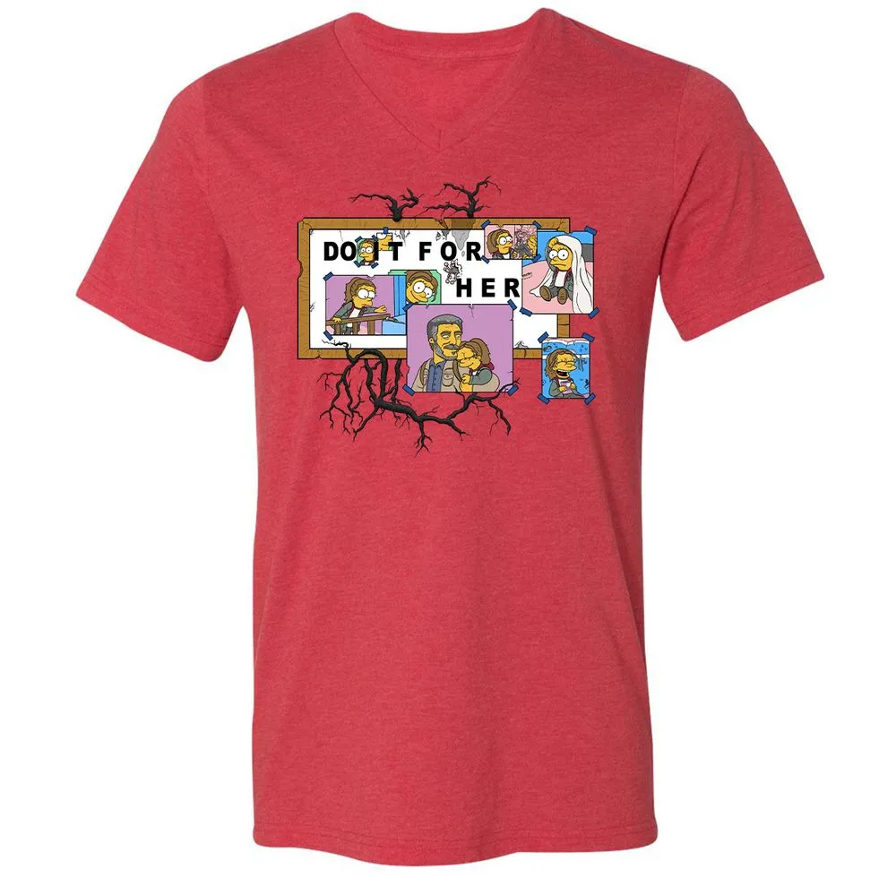 Unisex V-Neck T-Shirt - JQ1NPCKQ - Heather Red - 5