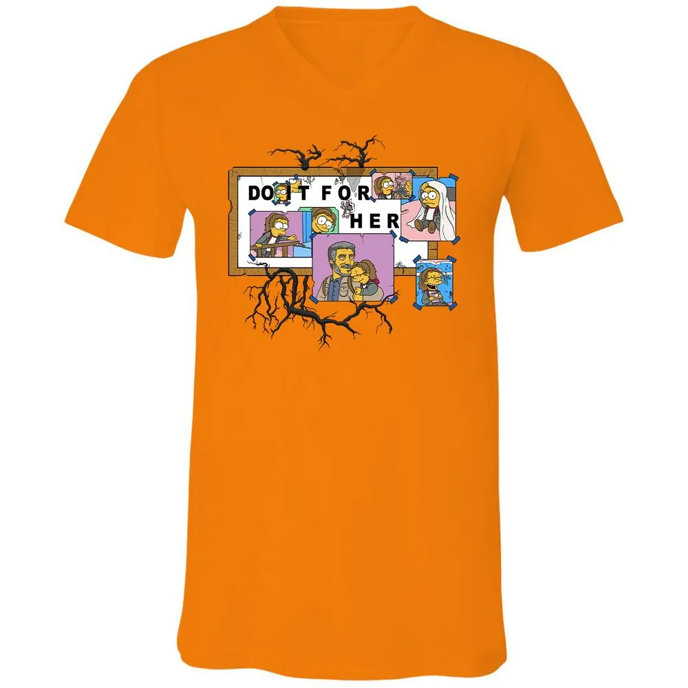 Unisex V-Neck T-Shirt - JQ1NPCKQ - Orange - 11