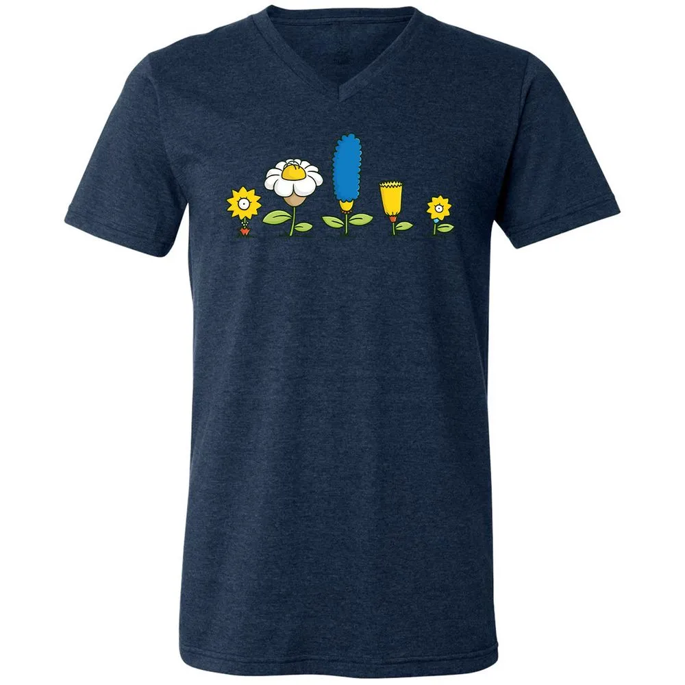 Unisex V-Neck T-Shirt - 4LPBL9XQ - Heather Navy - 15