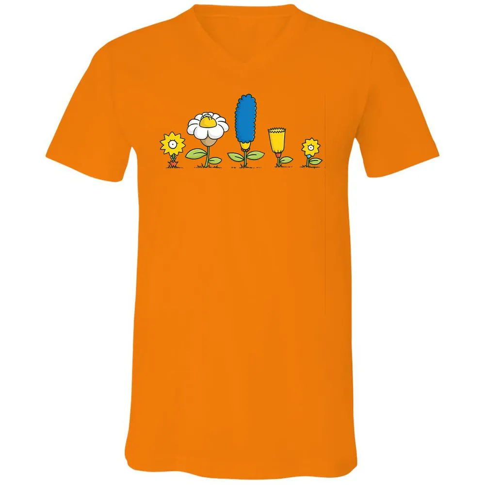 Unisex V-Neck T-Shirt - 4LPBL9XQ - Orange - 11