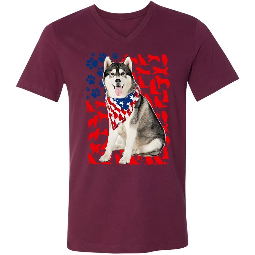 Unisex V-Neck T-Shirt - 7WALB3SP - Maroon - 6