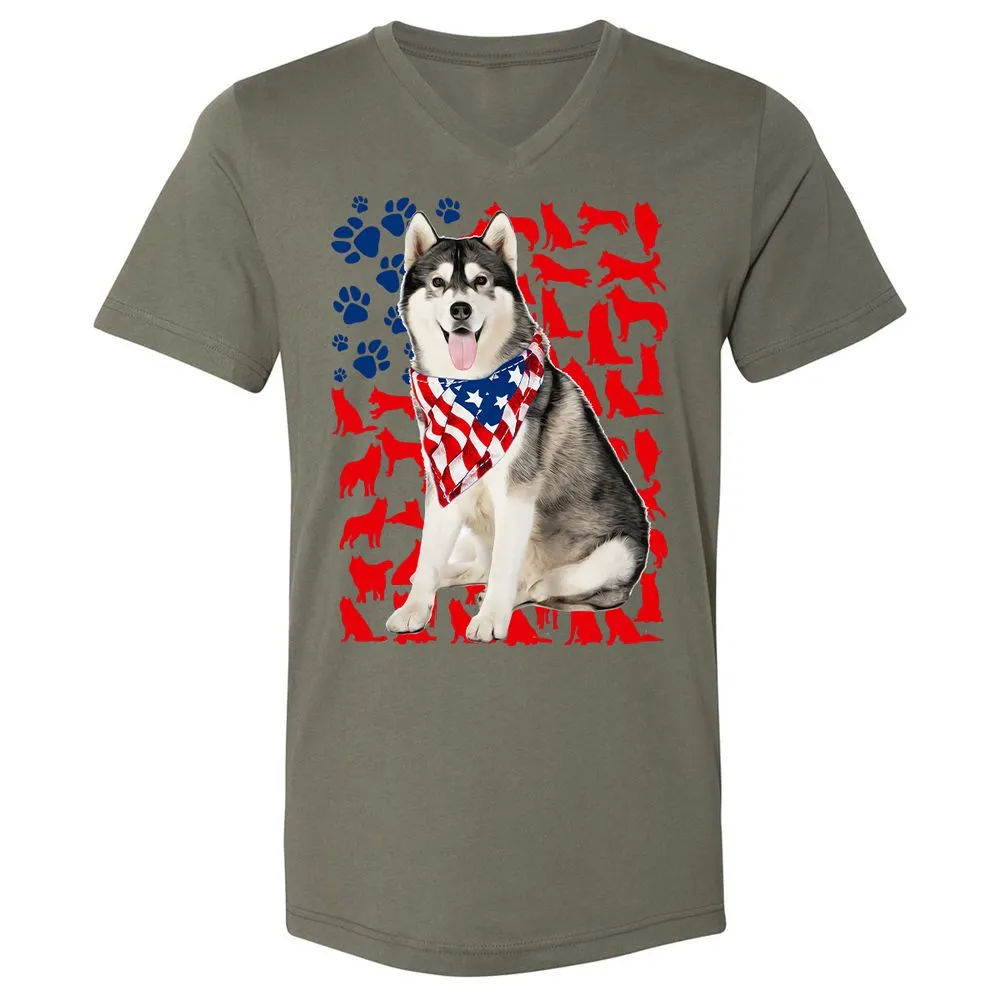 Unisex V-Neck T-Shirt - 7WALB3SP - Military Green - 10