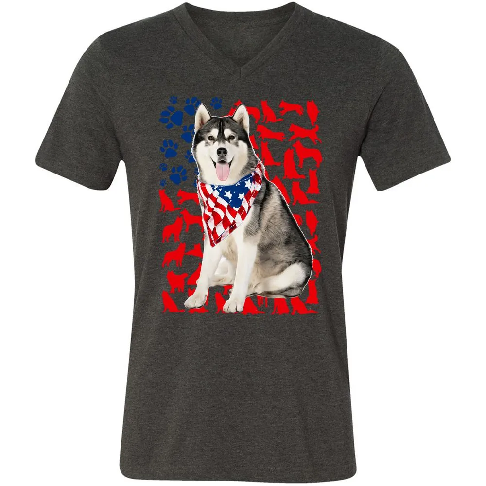 Unisex V-Neck T-Shirt - 7WALB3SP - Dark Grey Heather - 8