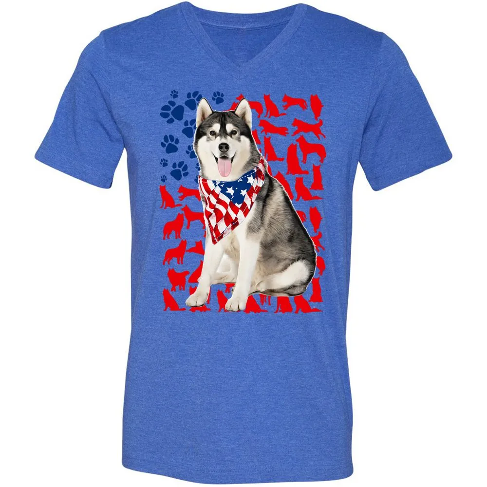 Unisex V-Neck T-Shirt - 7WALB3SP - Heather True Royal - 14