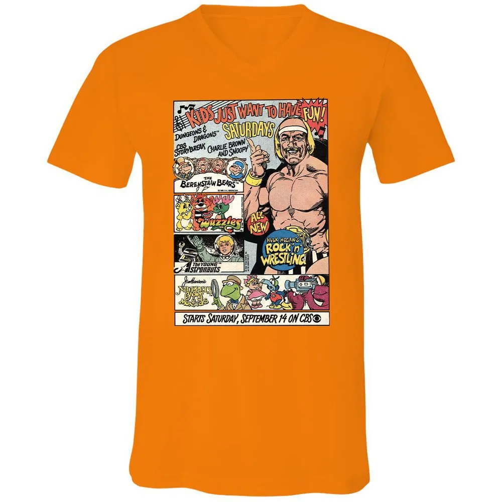 Unisex V-Neck T-Shirt - GLBKZBC8 - Orange - 11