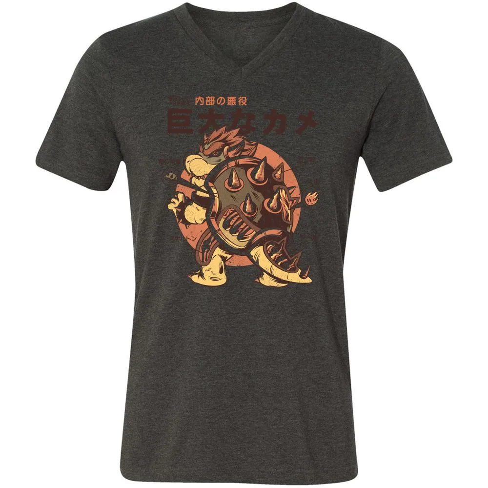 Unisex V-Neck T-Shirt - XJPUBABX - Dark Grey Heather - 8