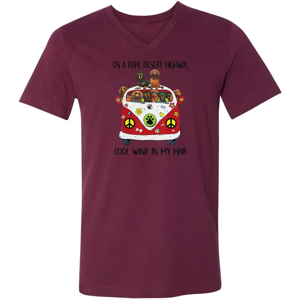 Unisex V-Neck T-Shirt - LYMCD3KC - Maroon - 6
