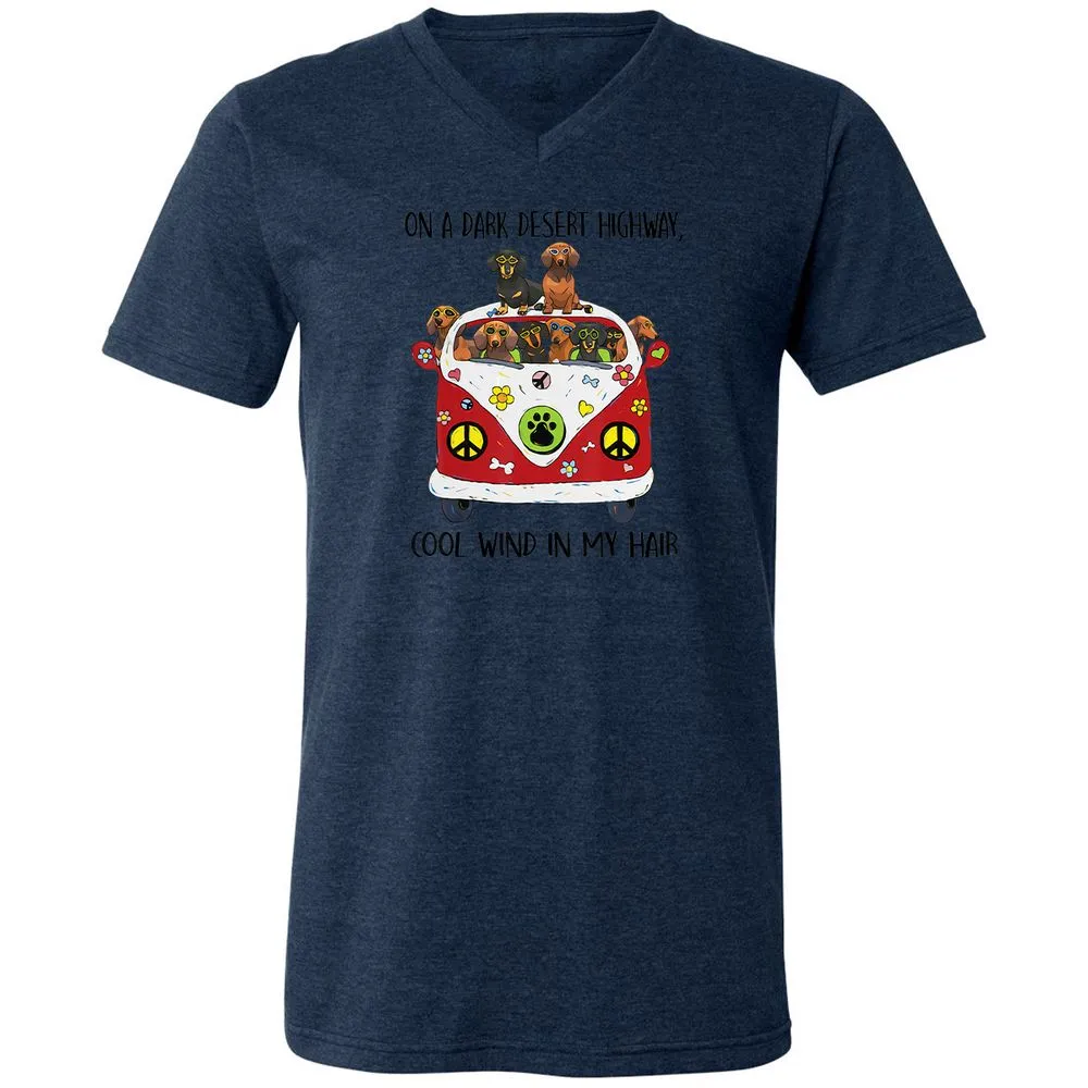 Unisex V-Neck T-Shirt - LYMCD3KC - Heather Navy - 15