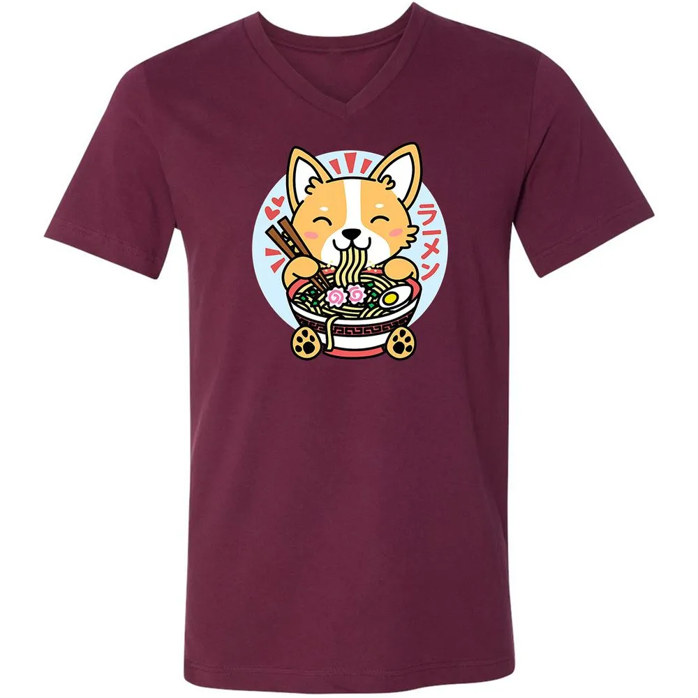 Unisex V-Neck T-Shirt - 6H2FKG3E - Maroon - 6