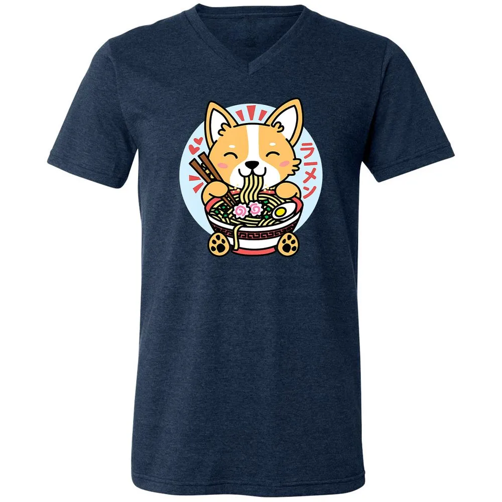 Unisex V-Neck T-Shirt - 6H2FKG3E - Heather Navy - 15