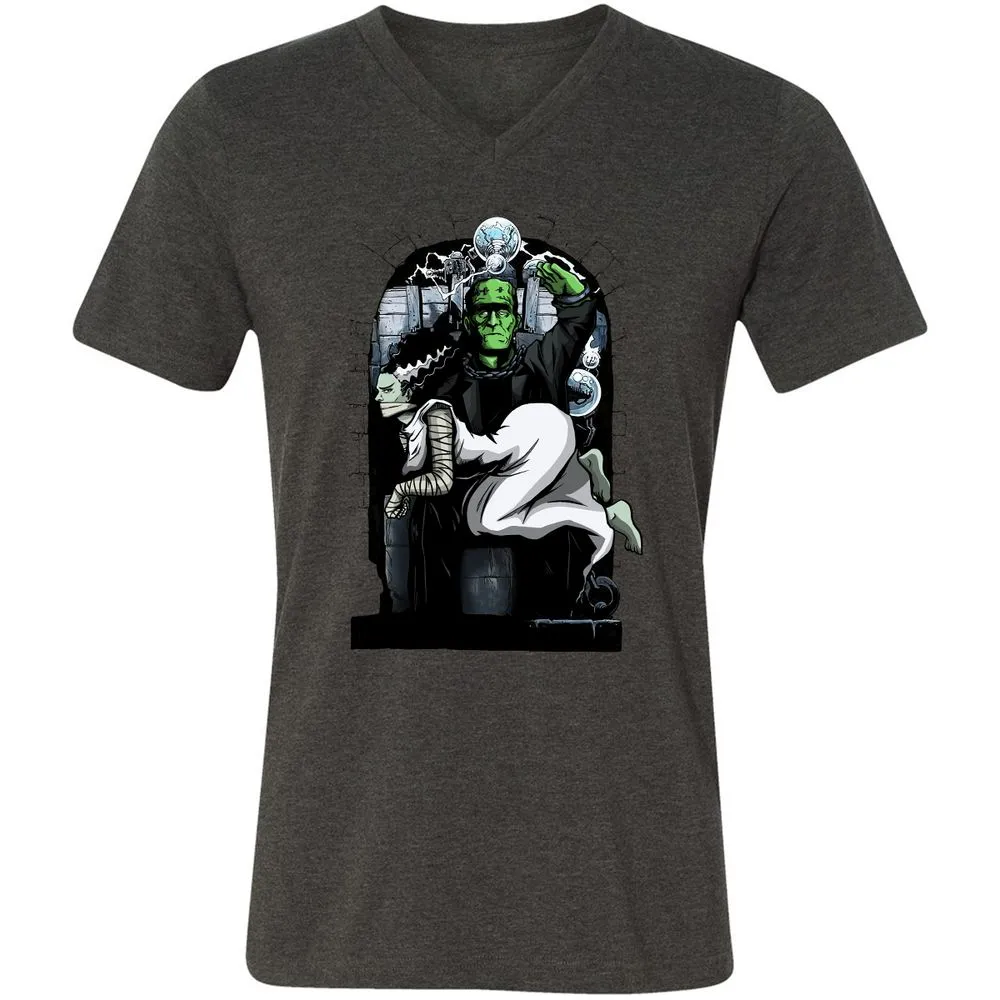 Unisex V-Neck T-Shirt - WPXDVVKU - Dark Grey Heather - 8