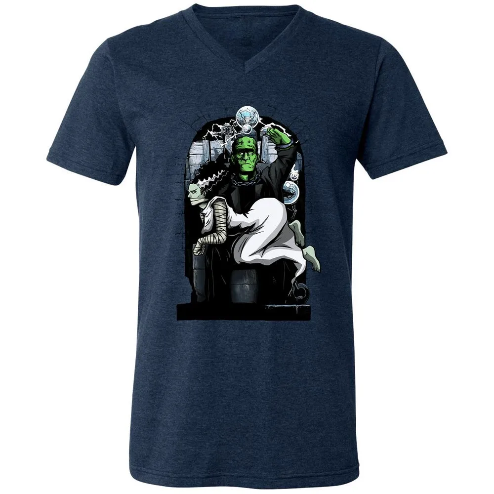 Unisex V-Neck T-Shirt - WPXDVVKU - Heather Navy - 15