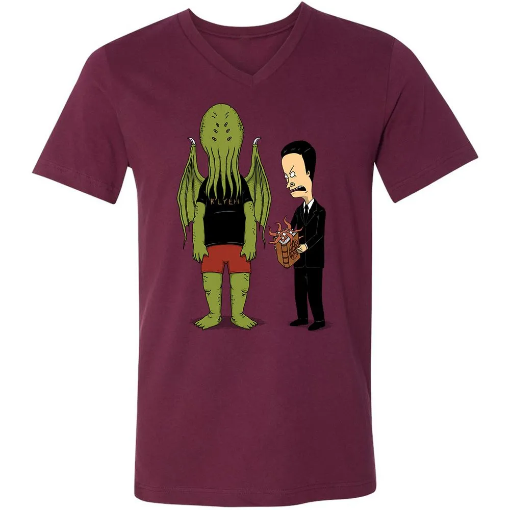 Unisex V-Neck T-Shirt - JPJ7JK7Z - Maroon - 6