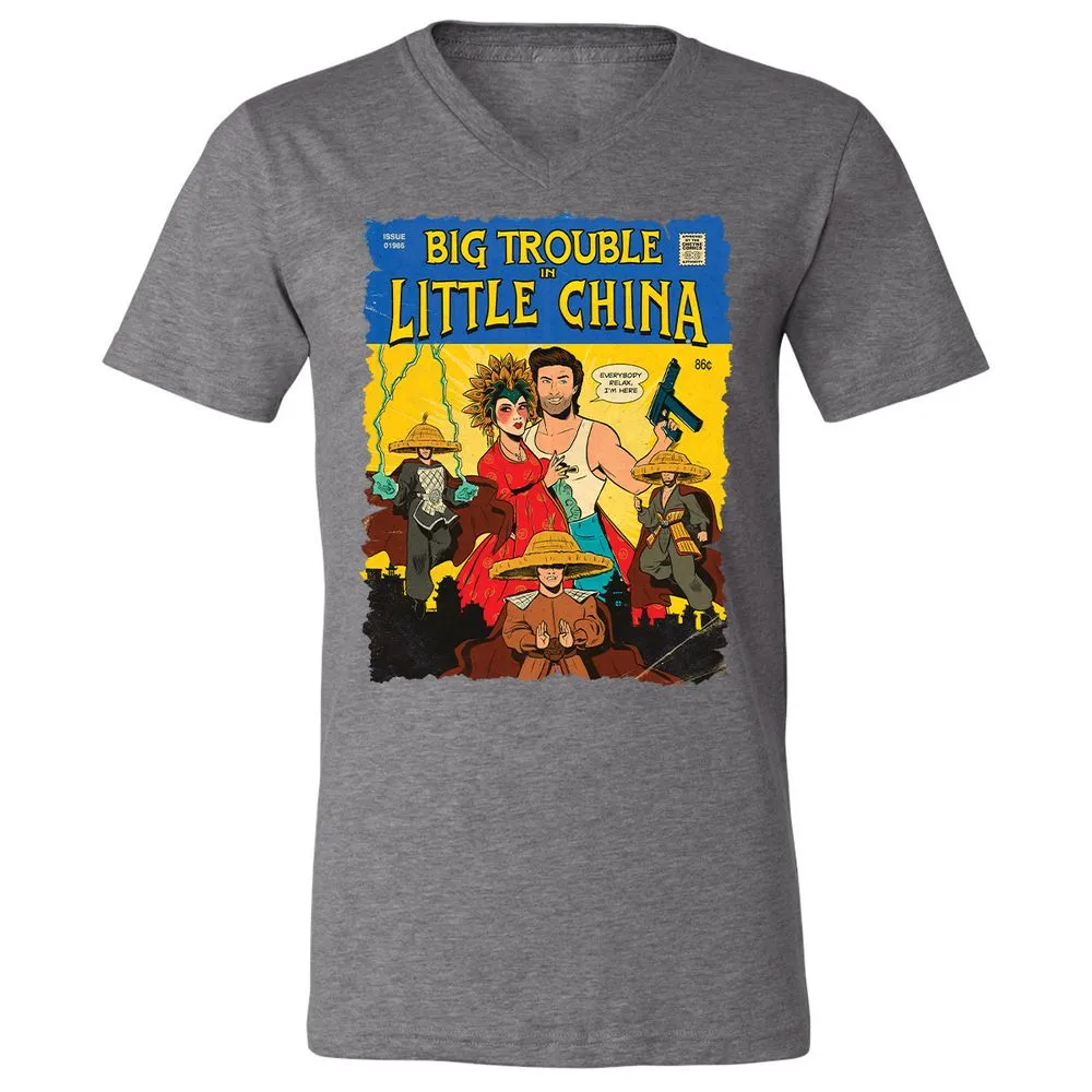 Unisex V-Neck T-Shirt - QRNL3CXK - Deep Heather - 13