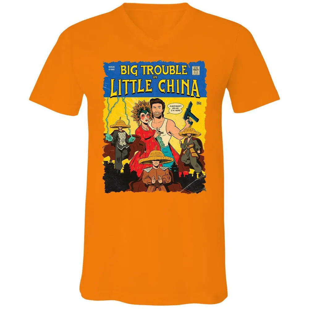 Unisex V-Neck T-Shirt - QRNL3CXK - Orange - 11