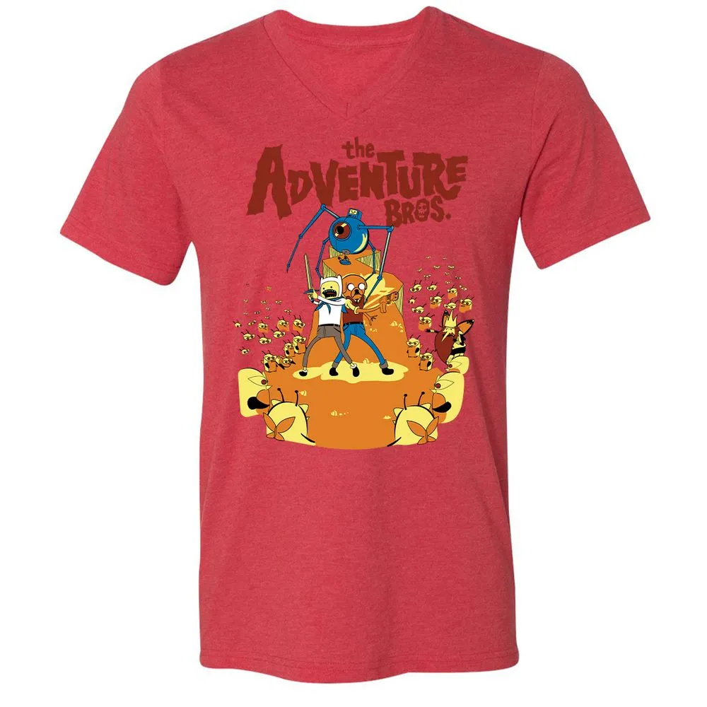 Unisex V-Neck T-Shirt - 6MTN8LAS - Heather Red - 5