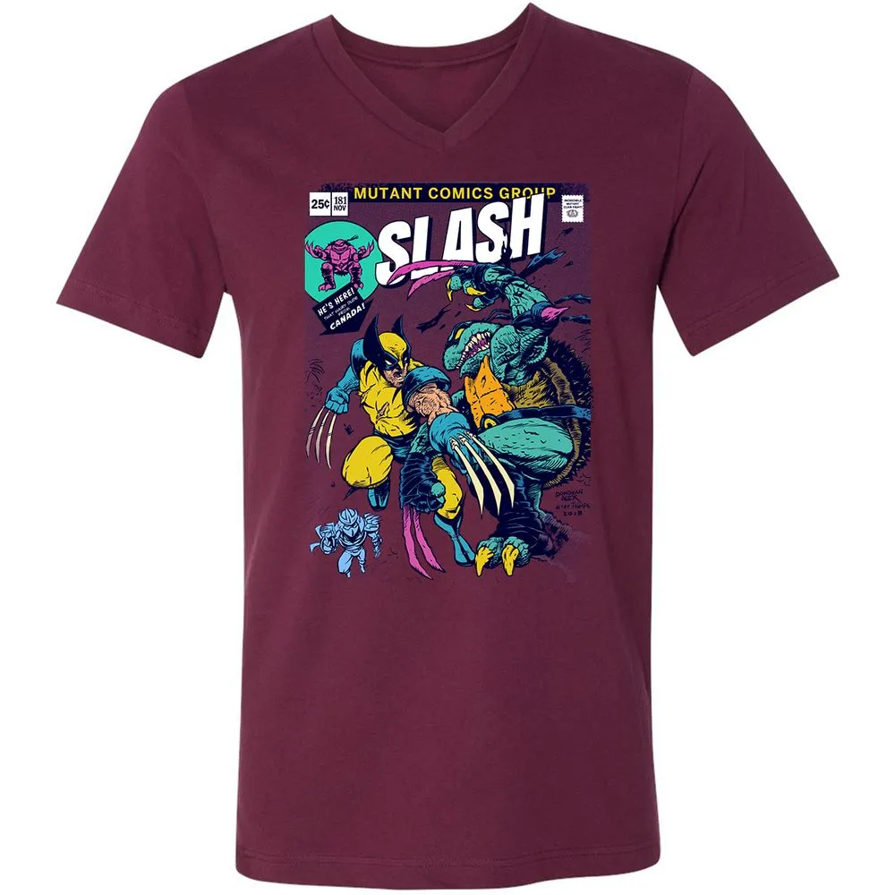 Unisex V-Neck T-Shirt - 9GPXKKDJ - Maroon - 6