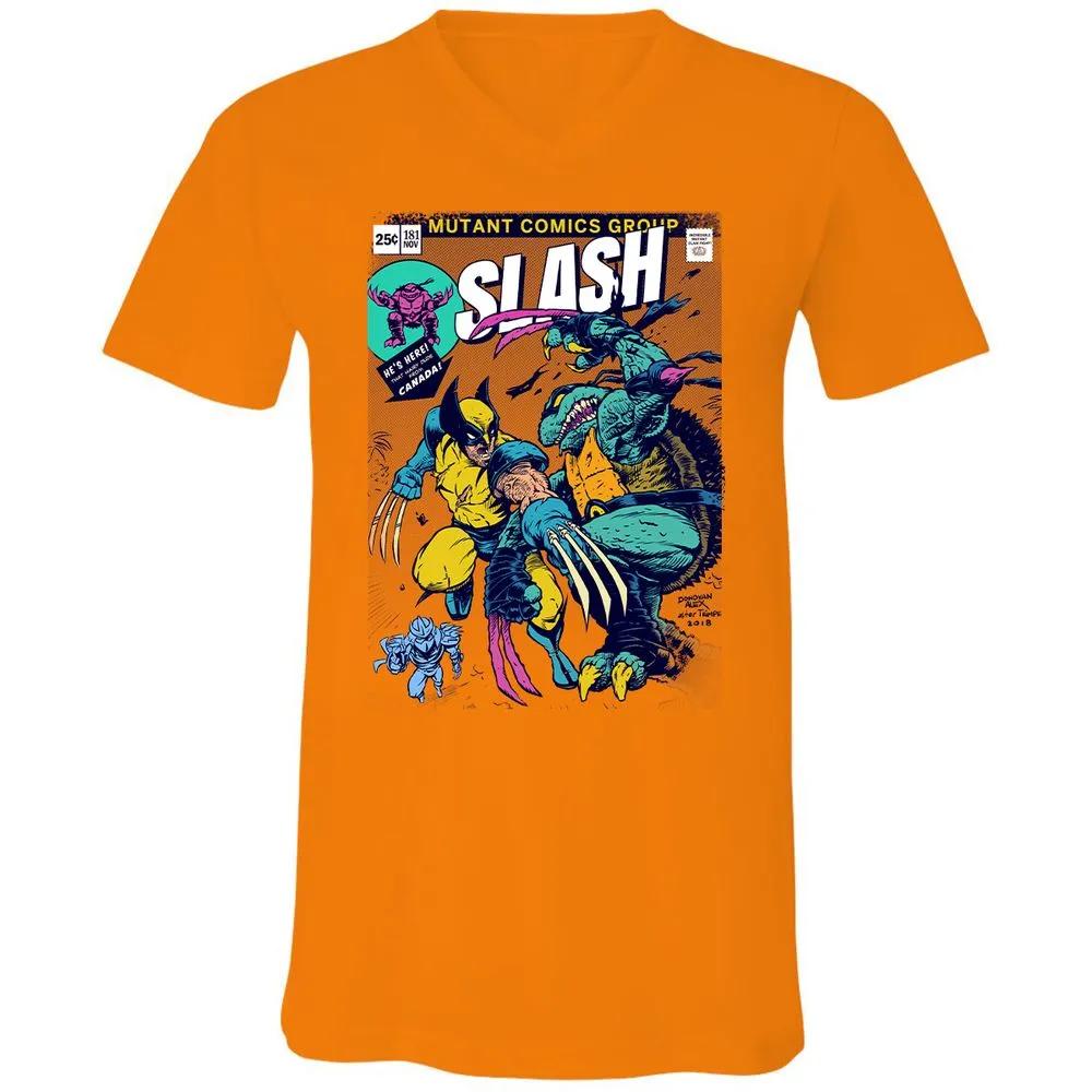 Unisex V-Neck T-Shirt - 9GPXKKDJ - Orange - 11