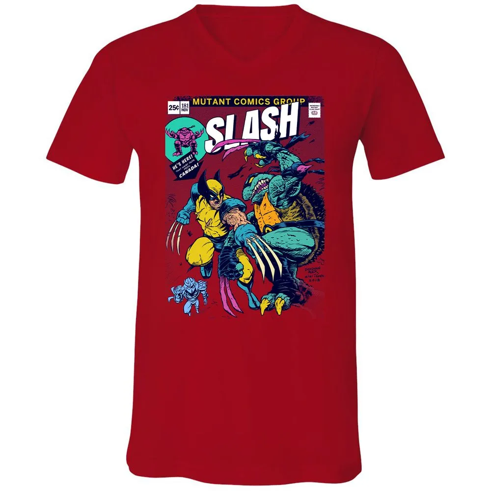 Unisex V-Neck T-Shirt - 9GPXKKDJ - Red - 3