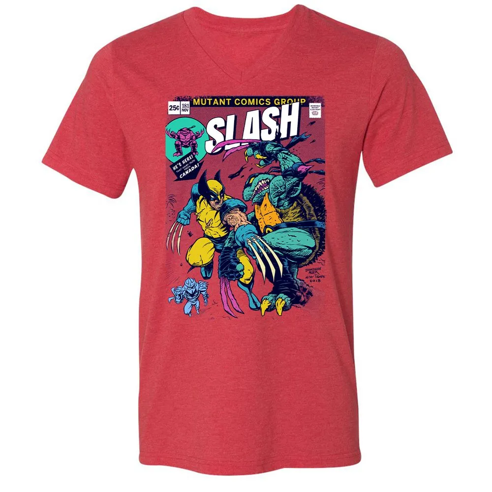 Unisex V-Neck T-Shirt - 9GPXKKDJ - Heather Red - 5