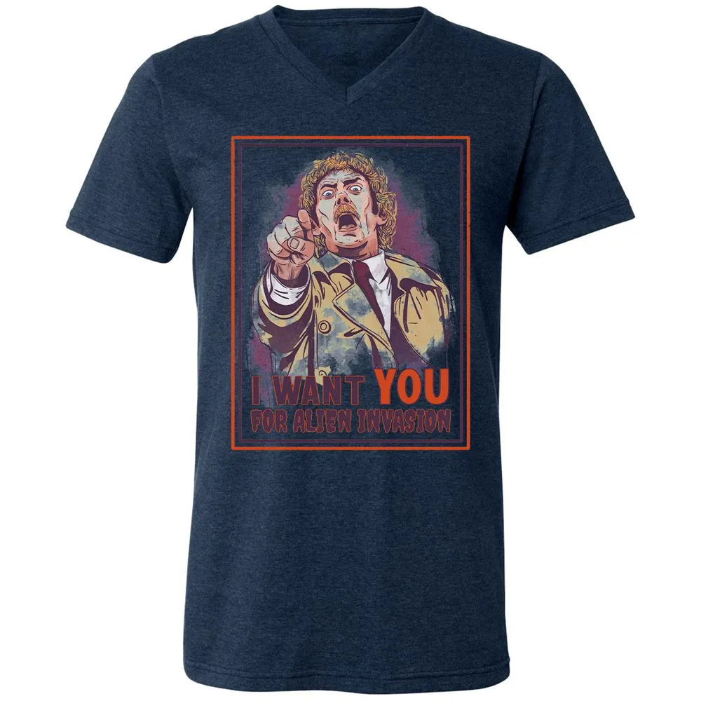 Unisex V-Neck T-Shirt - 4N2LMQPR - Heather Navy - 15