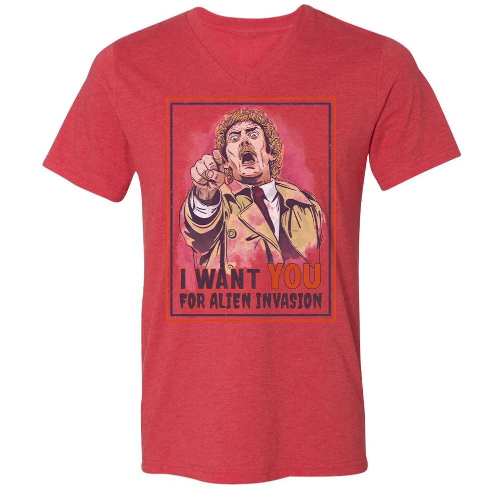Unisex V-Neck T-Shirt - 4N2LMQPR - Heather Red - 5