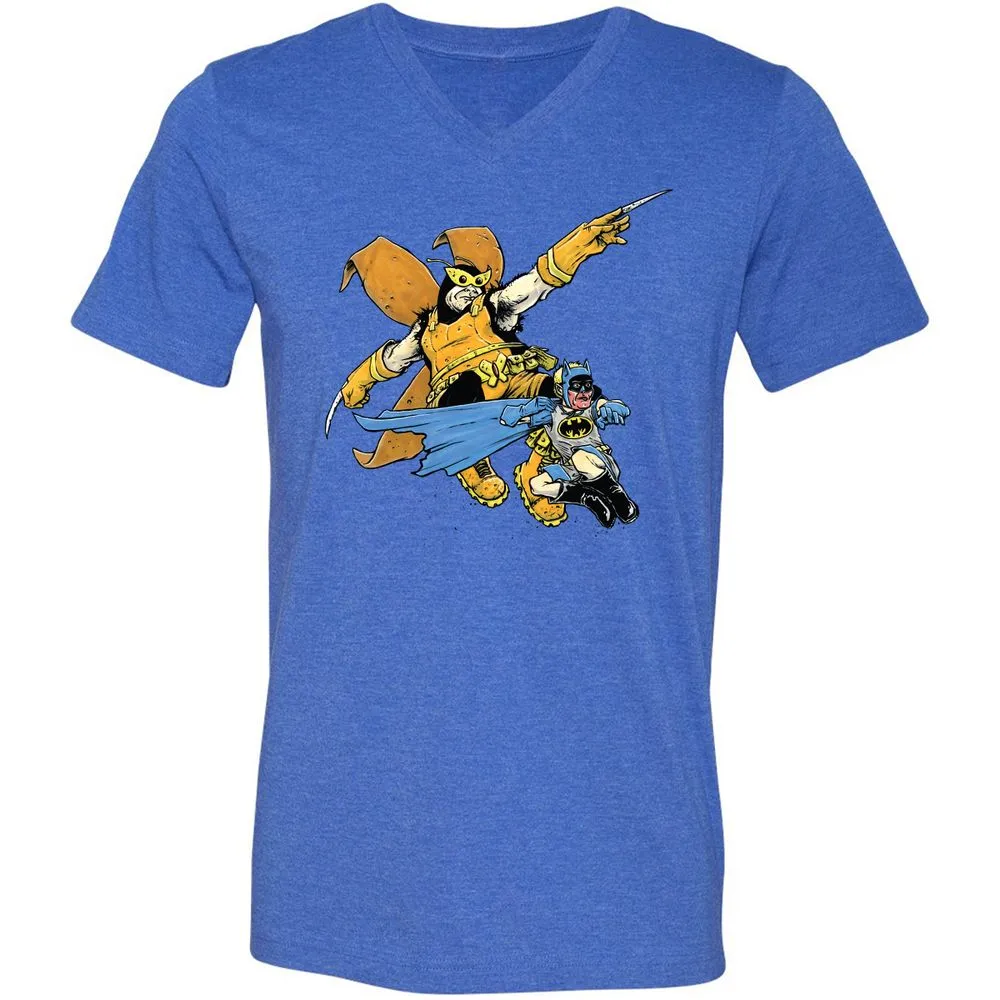 Unisex V-Neck T-Shirt - 97K9RF4C - Heather True Royal - 14