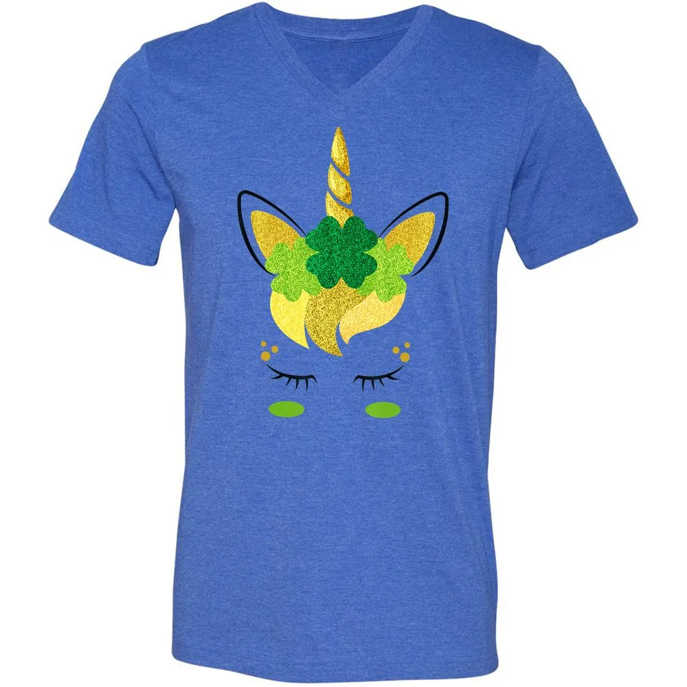 Unisex V-Neck T-Shirt - KAAFBGQR - Heather True Royal - 14