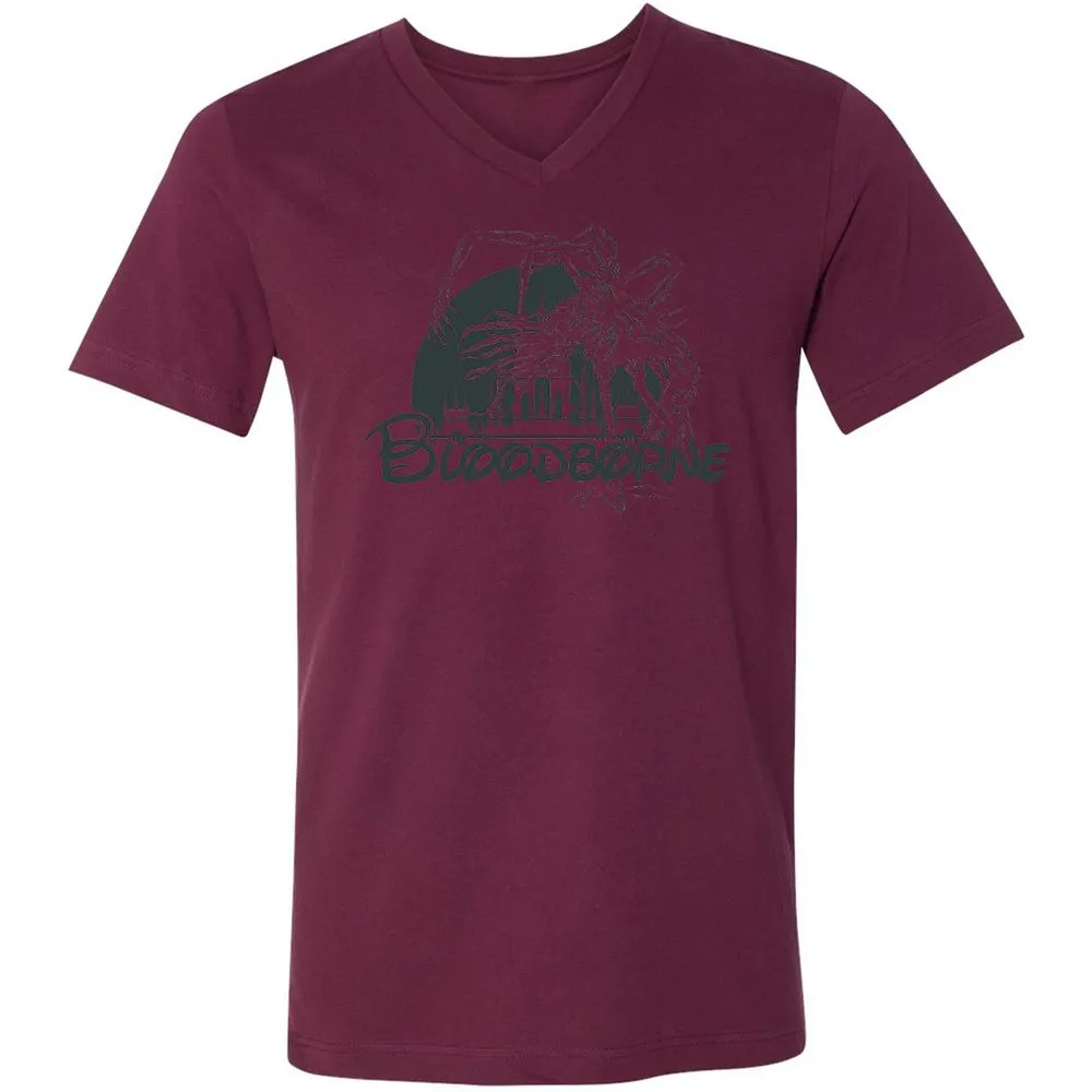 Unisex V-Neck T-Shirt - W3LCRZUH - Maroon - 6