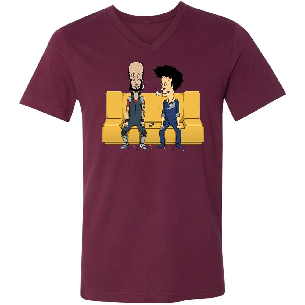 Unisex V-Neck T-Shirt - SLL4CKTH - Maroon - 6