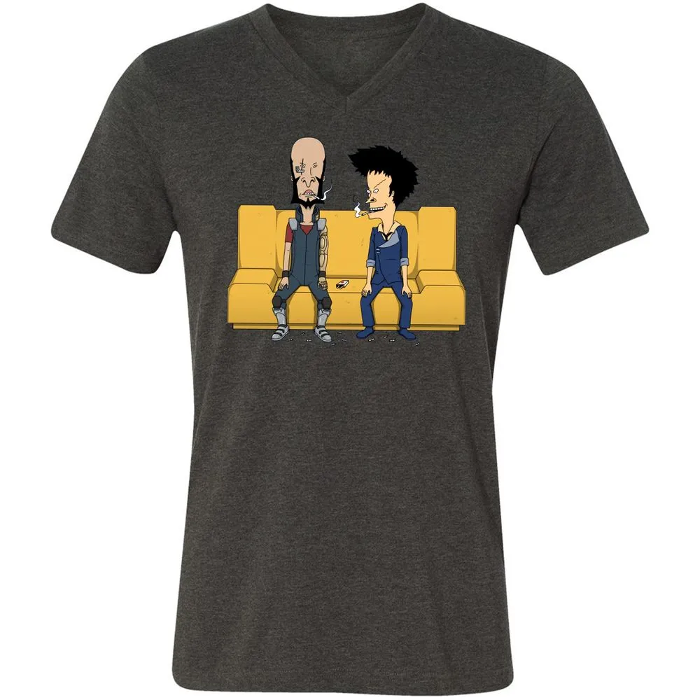 Unisex V-Neck T-Shirt - SLL4CKTH - Dark Grey Heather - 8