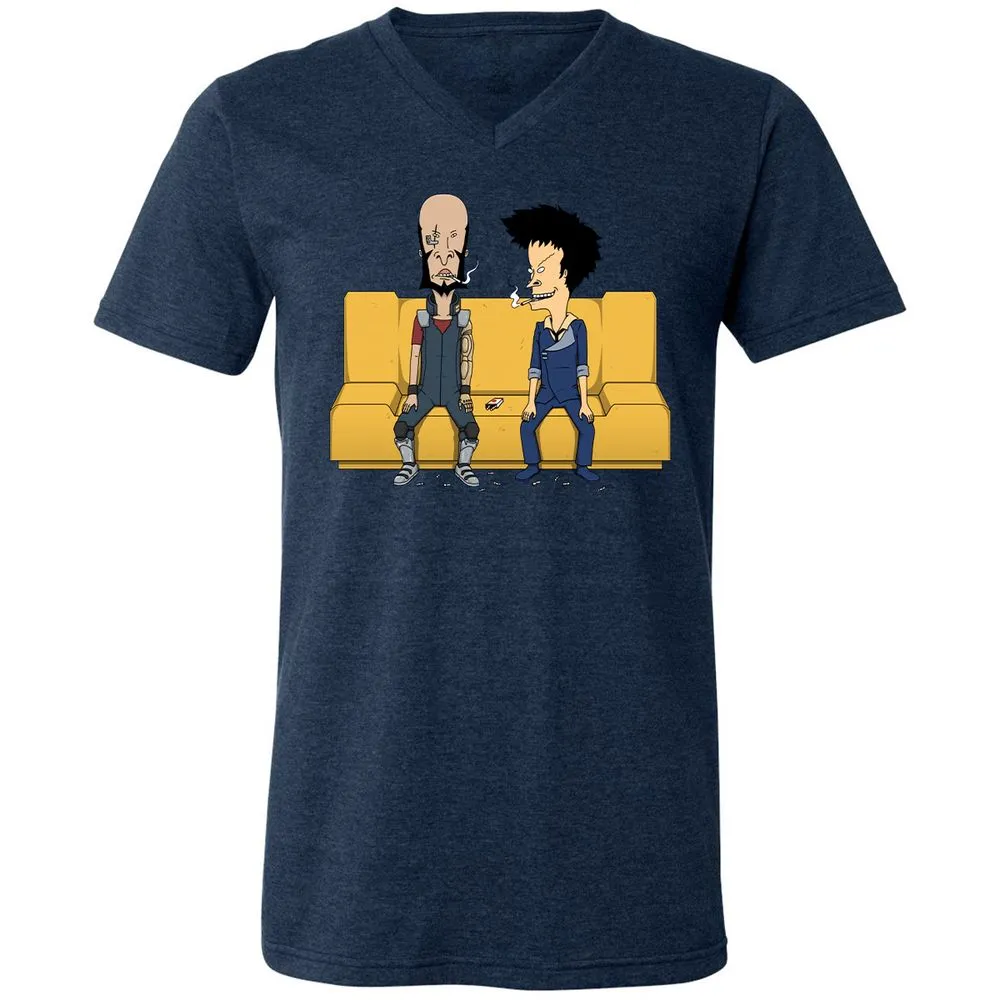 Unisex V-Neck T-Shirt - SLL4CKTH - Heather Navy - 15