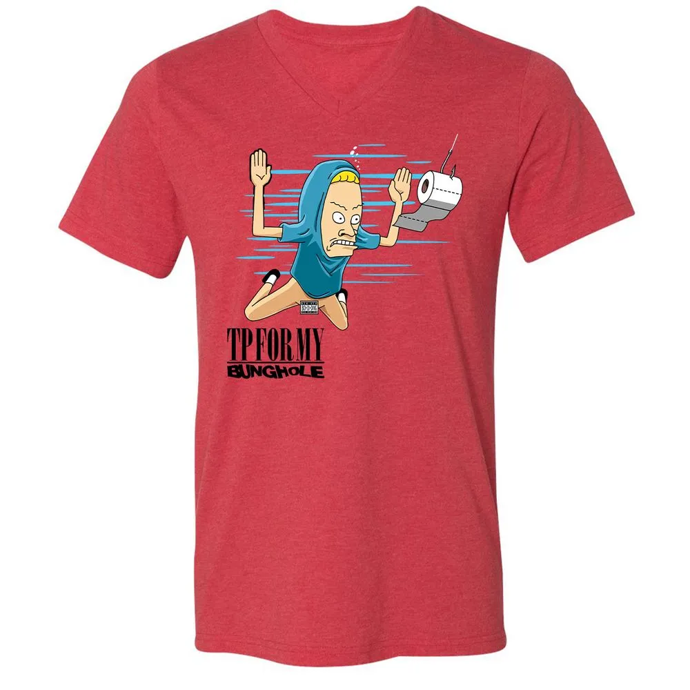 Unisex V-Neck T-Shirt - Q8L2NYLT - Heather Red - 5