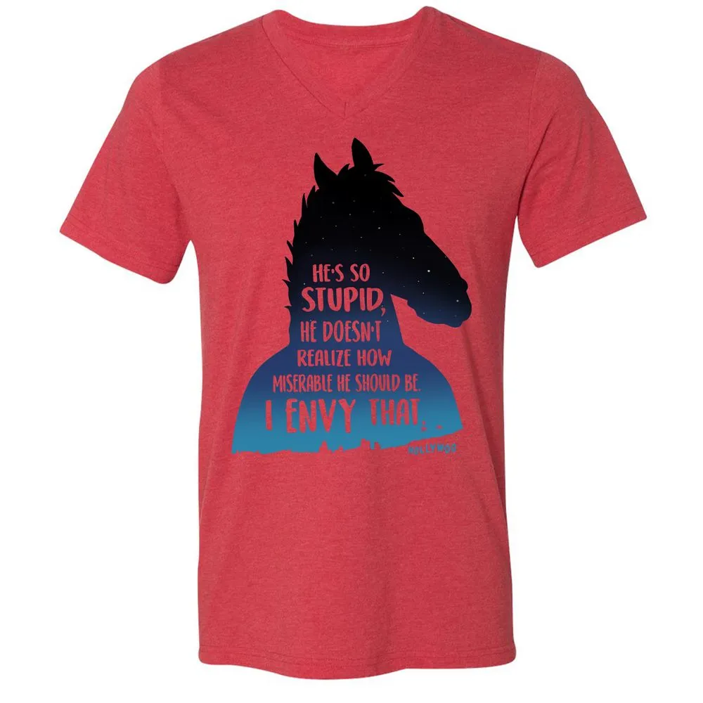 Unisex V-Neck T-Shirt - B4GKALSB - Heather Red - 5