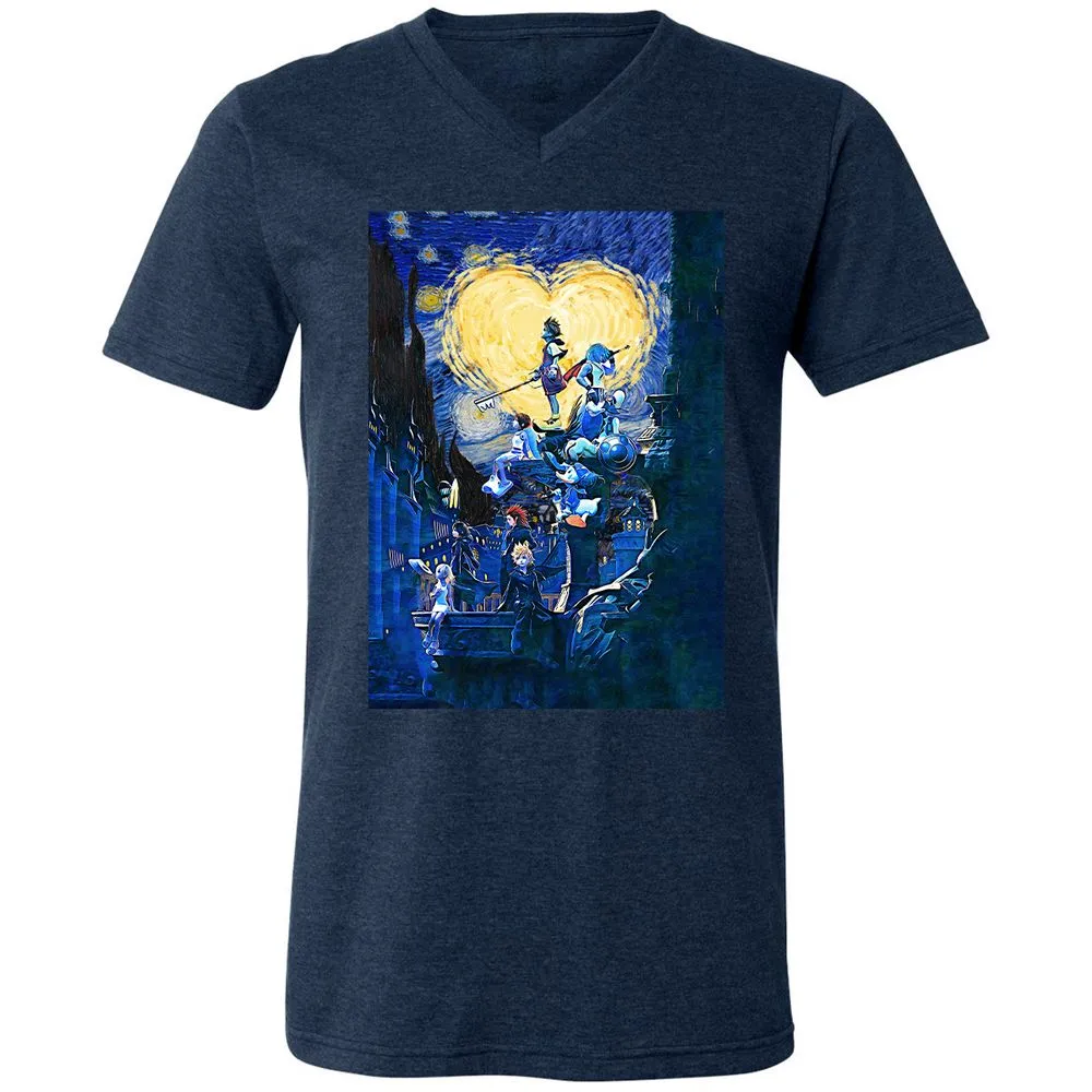 Unisex V-Neck T-Shirt - QRDMQX8G - Heather Navy - 15