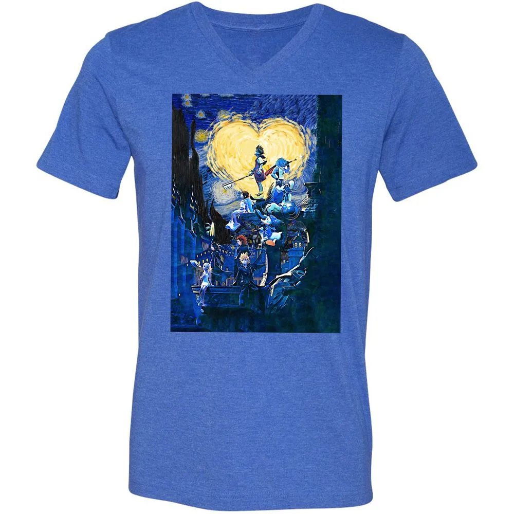 Unisex V-Neck T-Shirt - QRDMQX8G - Heather True Royal - 14