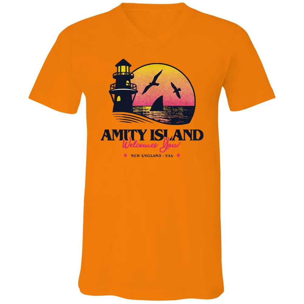 Unisex V-Neck T-Shirt - A5KM9H3R - Orange - 11
