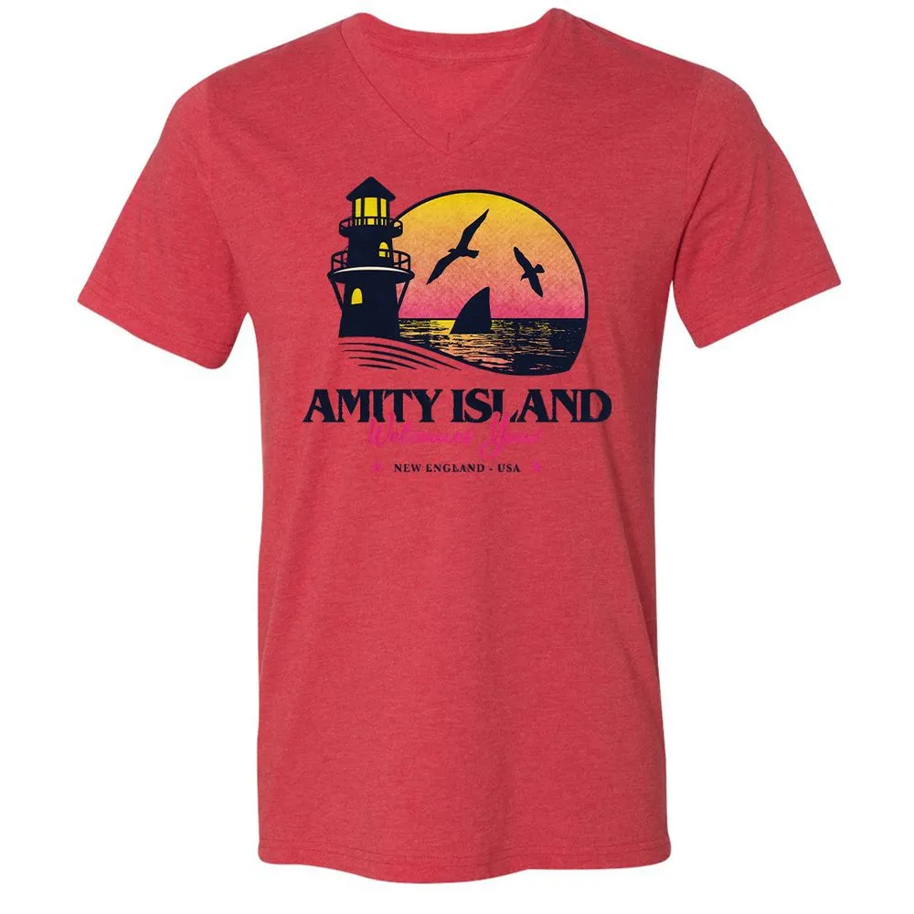 Unisex V-Neck T-Shirt - A5KM9H3R - Heather Red - 5