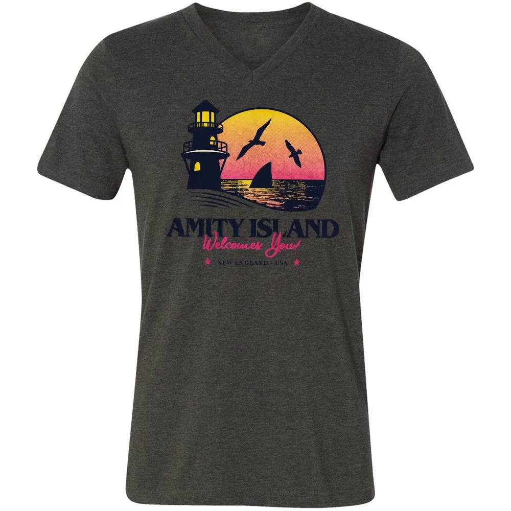 Unisex V-Neck T-Shirt - A5KM9H3R - Dark Grey Heather - 8