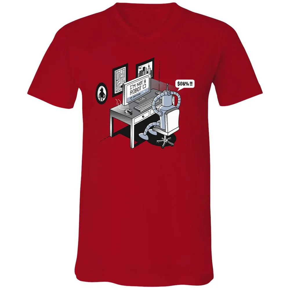 Unisex V-Neck T-Shirt - T6VA6F1U - Red - 3