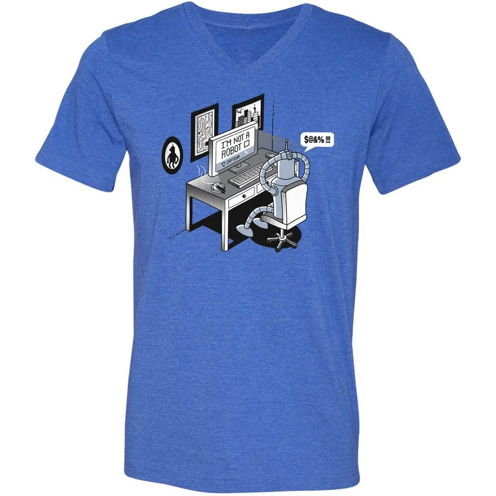 Unisex V-Neck T-Shirt - T6VA6F1U - Heather True Royal - 14